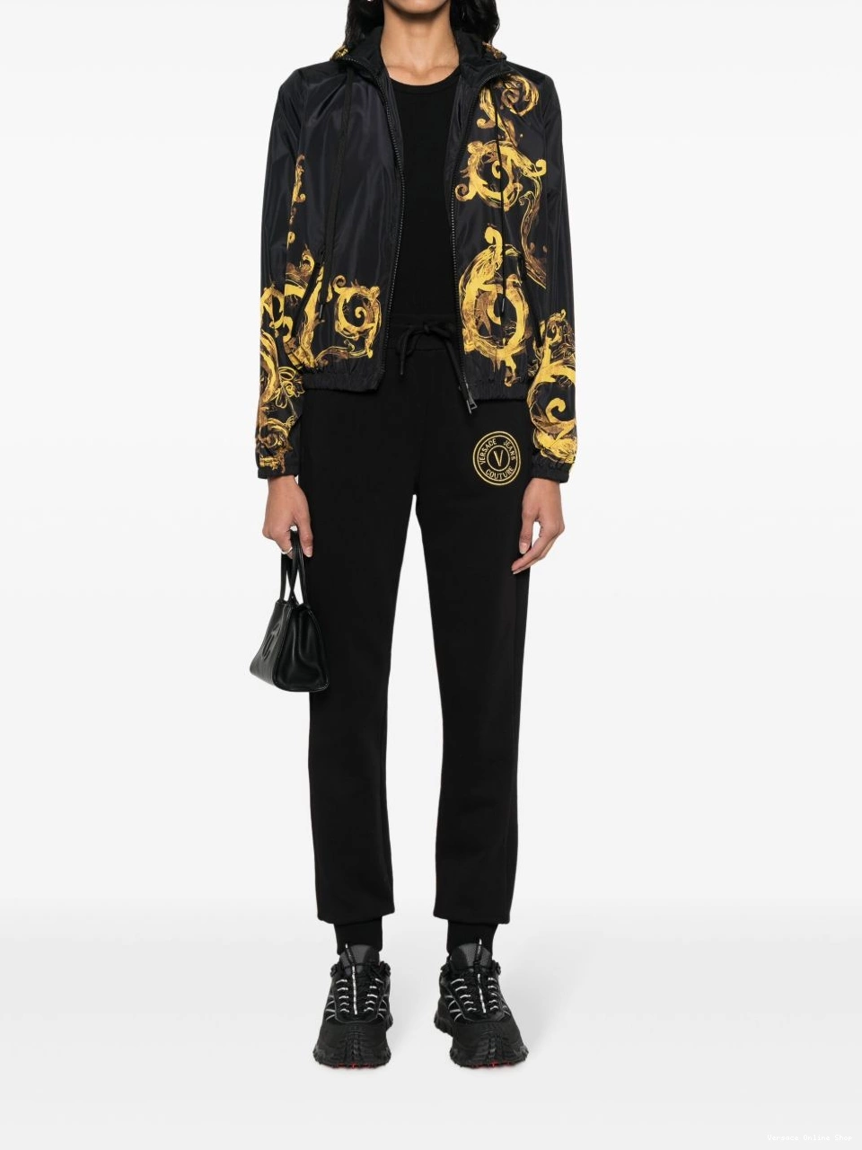 Cheap Jeans jacket Women Versace Barocco-print hooded Couture 0803